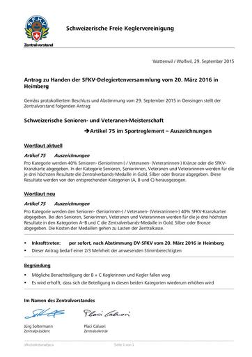 1  Antrag ZV an DV SFKV 2016   Artikel 75 Sportreglement