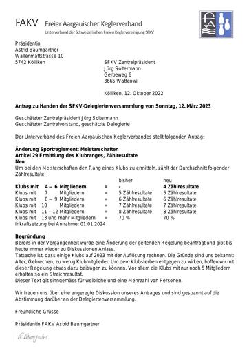 Antrag - FAKV Klubzählresultate