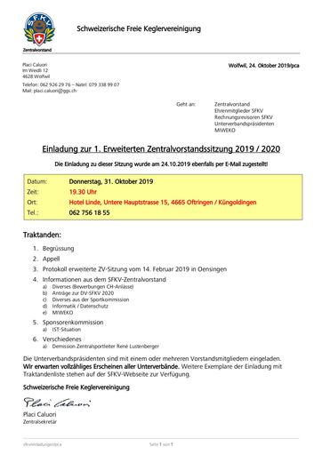 Einladung 1. Erweiterte ZV-Sitzung, Küngoldingen (31.10.2019)