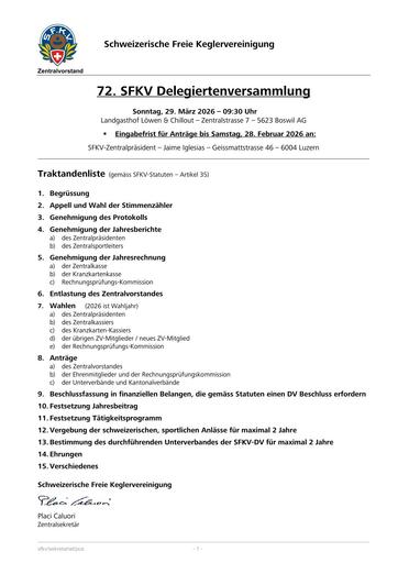 Traktanden | 72. DV 2026