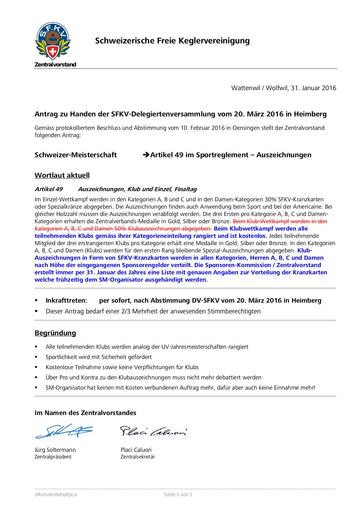 2  Antrag ZV an DV SFKV 2016   Artikel 49 Sportreglement