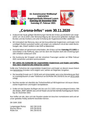 Informationen GWK und Corona (30.11.2020)