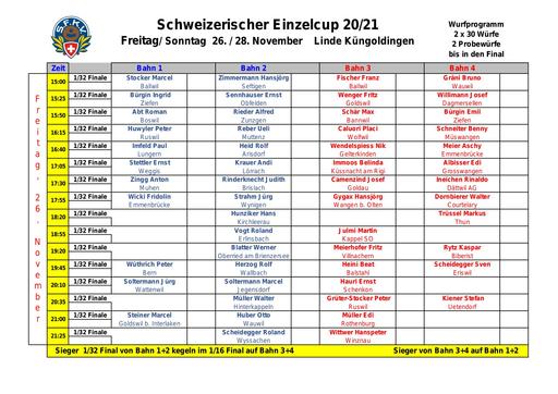Startplan CH Einzelcup 2021 (26. und 28. November)