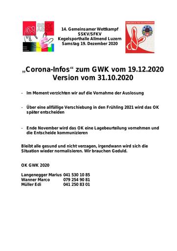Informationen GWK und Corona (31.10.2020)