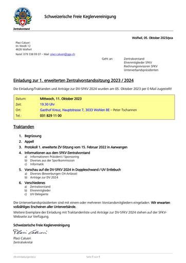 Einladung - 1. erw. ZV-Sitzung 2023 / 2024