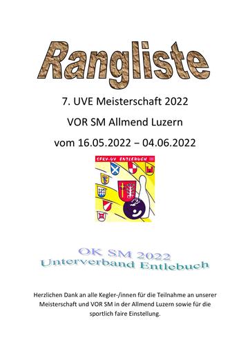 Rangliste - Vor-SM Allmend, Luzern 2022
