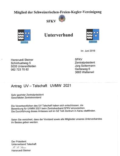 Bewerbung - Talschaft UVMW 2021