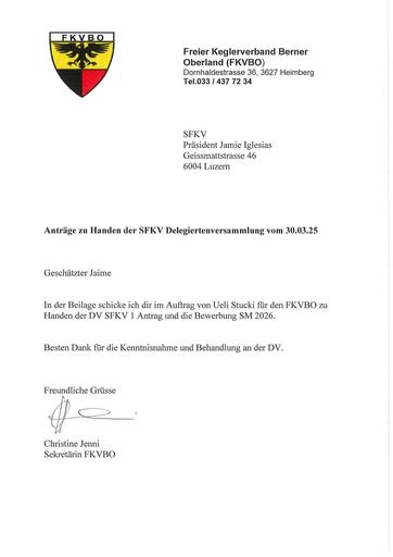 Antrag + Bewerbung UV- Berner Oberland