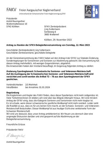 Antrag - FAKV Abschaffung Senioren- und Veteranenmeisterschaft