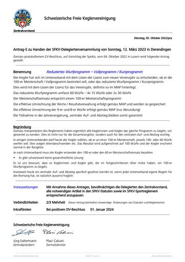 Antrag 5 - DV SFKV 2023 Wurfprogramm reduziert