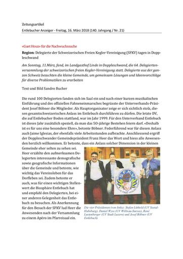 2. Zeitungsartikel zur DV (Entlebucher Anzeiger - 16. März 2018)