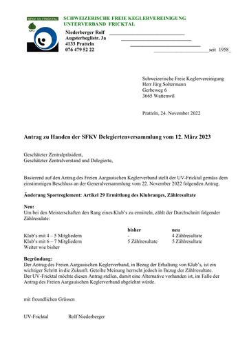 Antrag - UV Fricktal Klubzählresultate