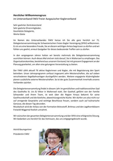2025 DV SFKV Wilkommensgruss OK Präsidentin